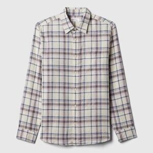 New GAP Men's Linen Long Sleeve Shirt Standard Fit, Size Sm, Blue Purple Plaid